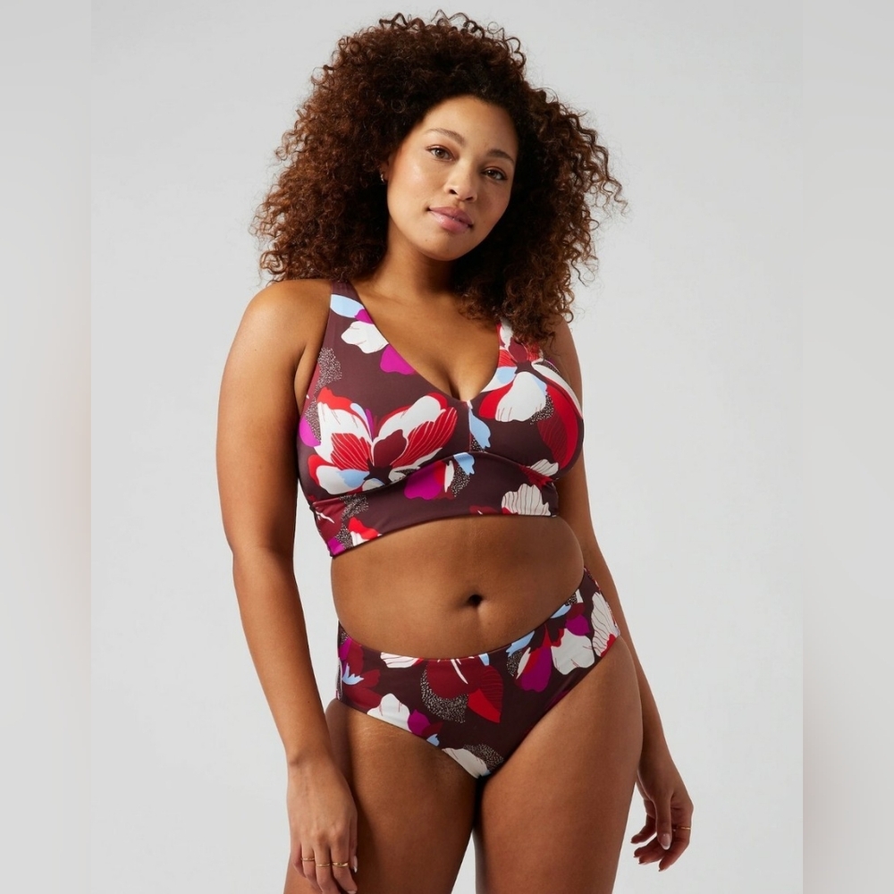 NWT Athleta Plunge Bikini Top D-DD Size Small Floral